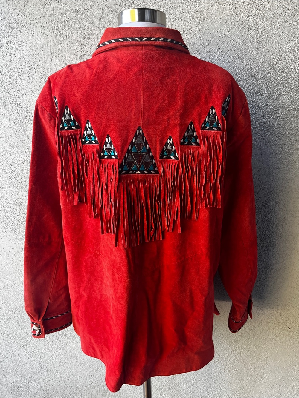 VTG 90s Bob Mackie Wearable Art Orange Suede Fringe Southwestern Jacket XL - Picture 13 of 16